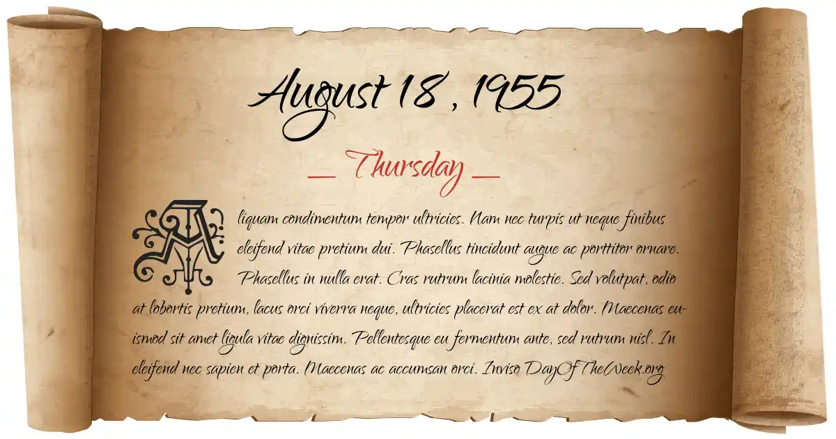 What Day Of The Week Was August 18 1955