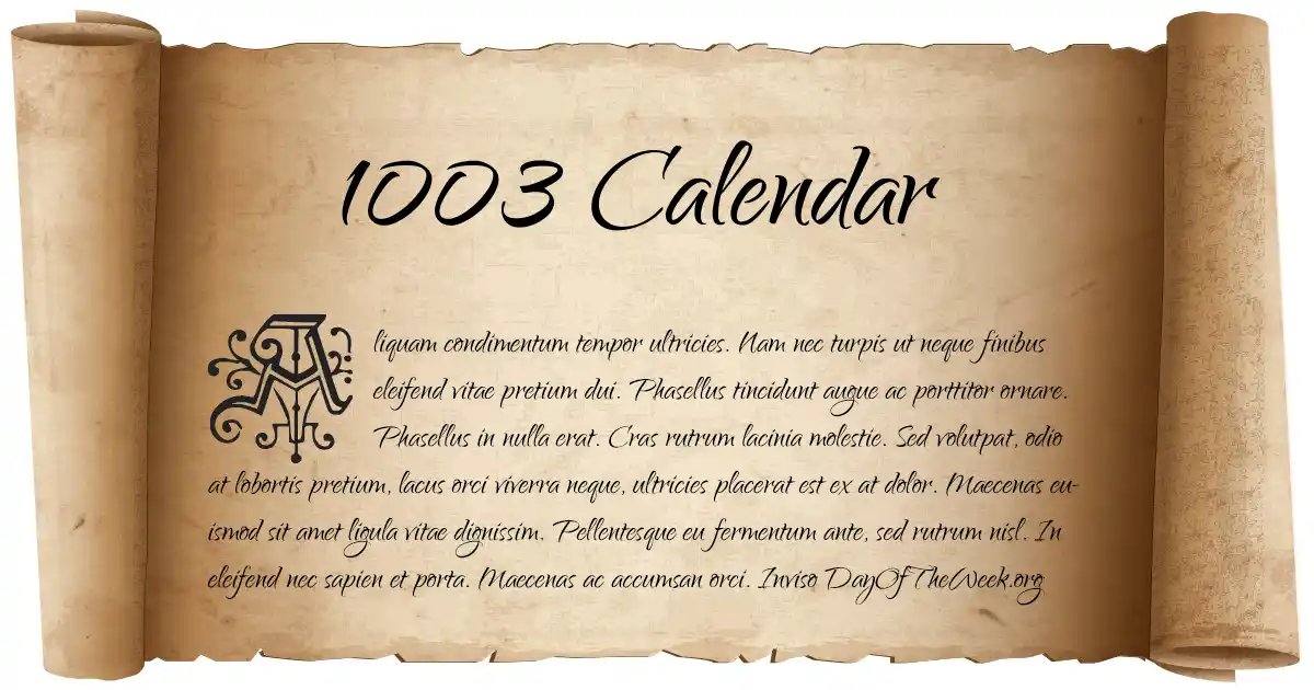 January 1, 1003 date scroll poster