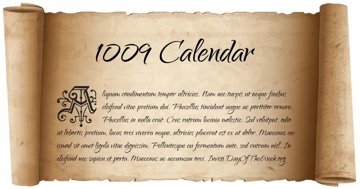 January 1, 1009 date scroll poster