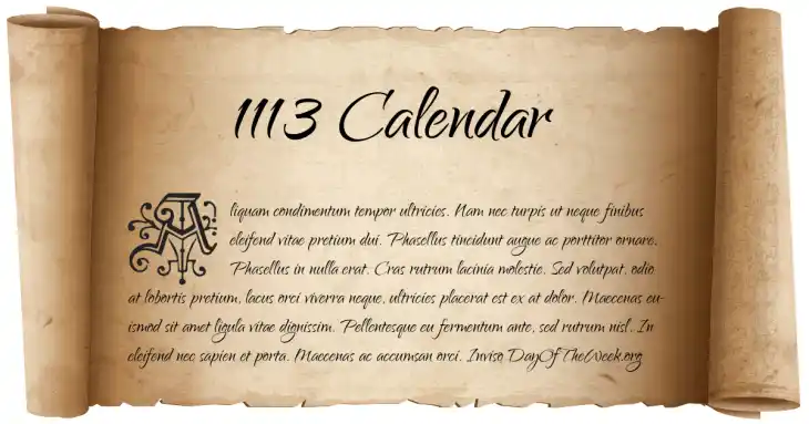 1113 Calendar