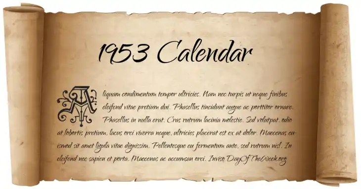 1953 Calendar