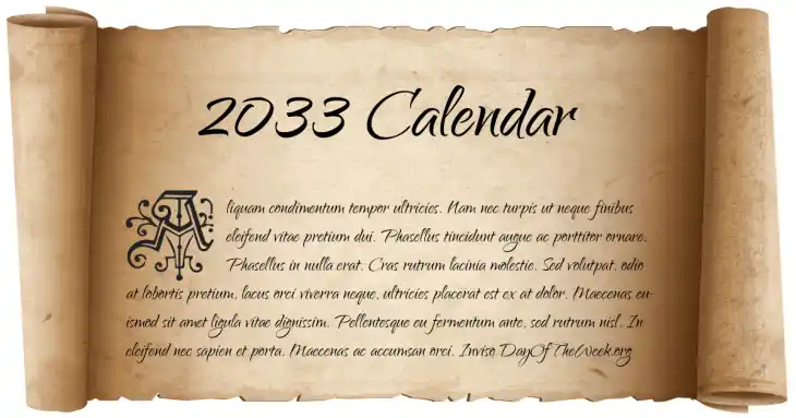 2033 Calendar