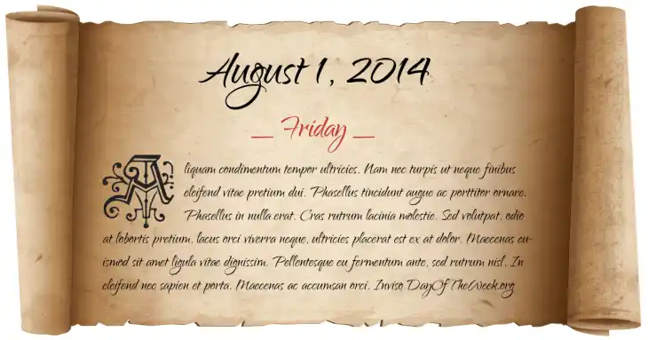 Friday August 1, 2014