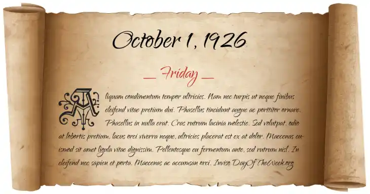 Friday October 1, 1926