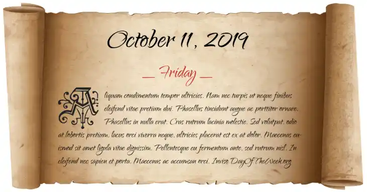 Friday October 11, 2019