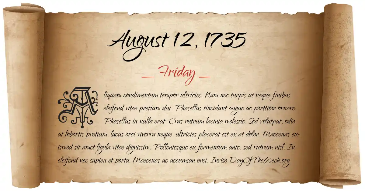 August 12, 1735 date scroll poster