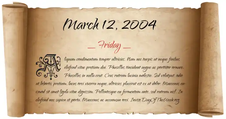 Friday March 12, 2004