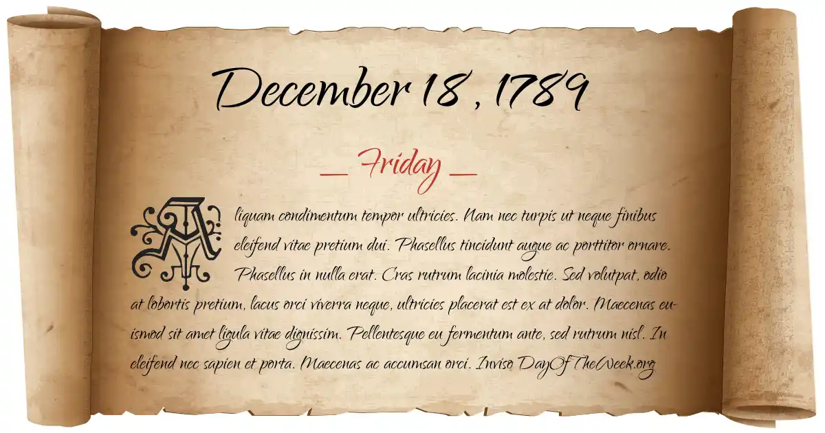 December 18, 1789 date scroll poster