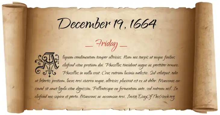 Friday December 19, 1664