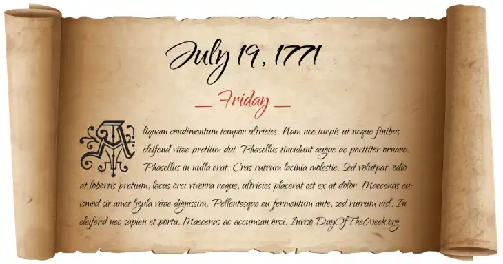 Friday July 19, 1771