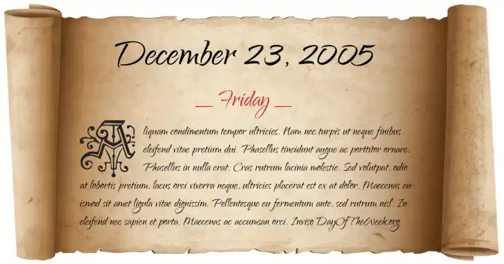 Friday December 23, 2005