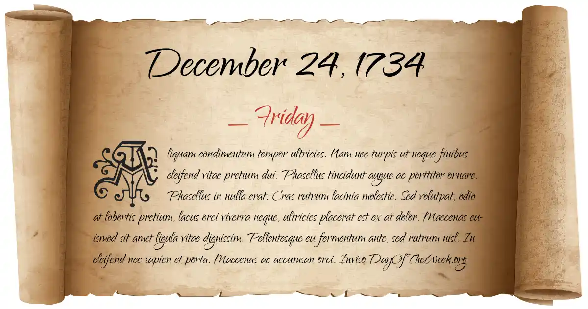 December 24, 1734 date scroll poster