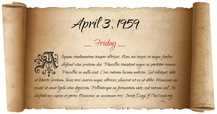 Friday April 3, 1959