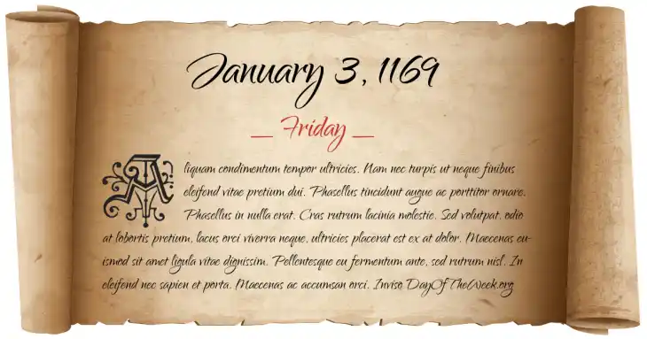 Friday January 3, 1169