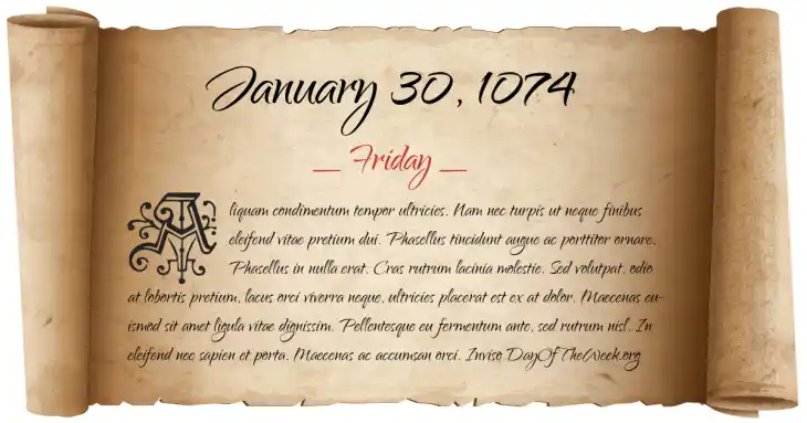 Friday January 30, 1074