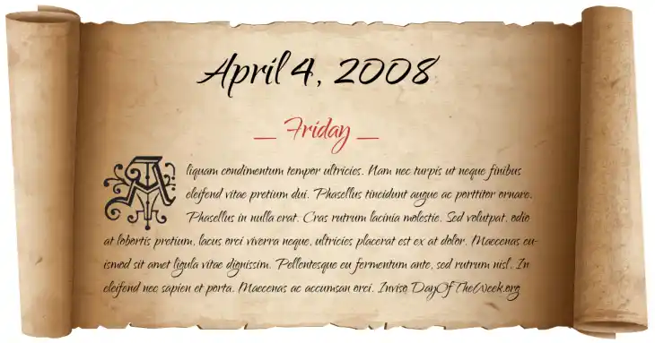 Friday April 4, 2008