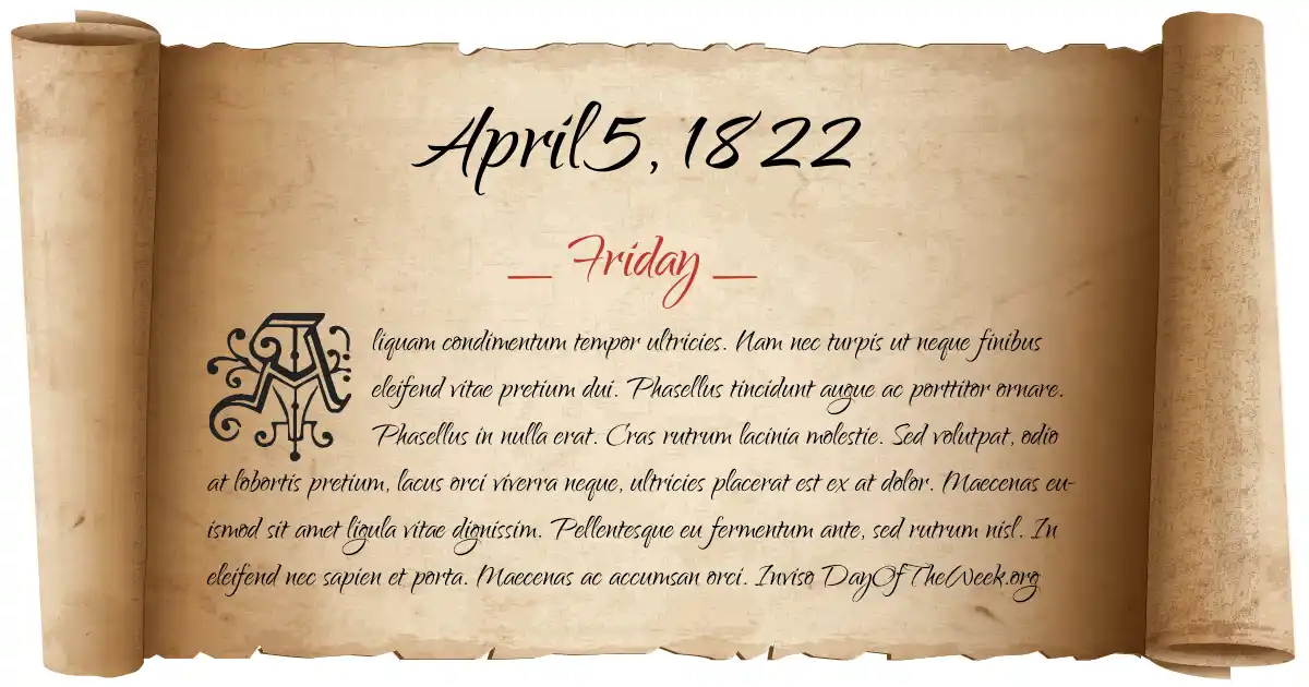 April 5, 1822 date scroll poster