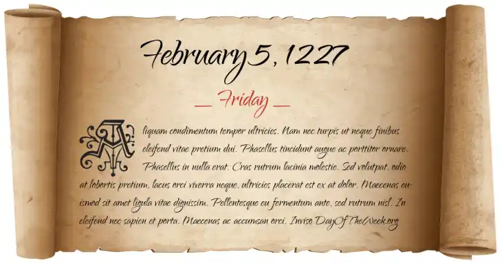 Friday February 5, 1227