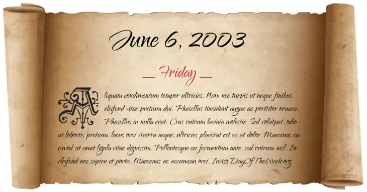 Friday June 6, 2003