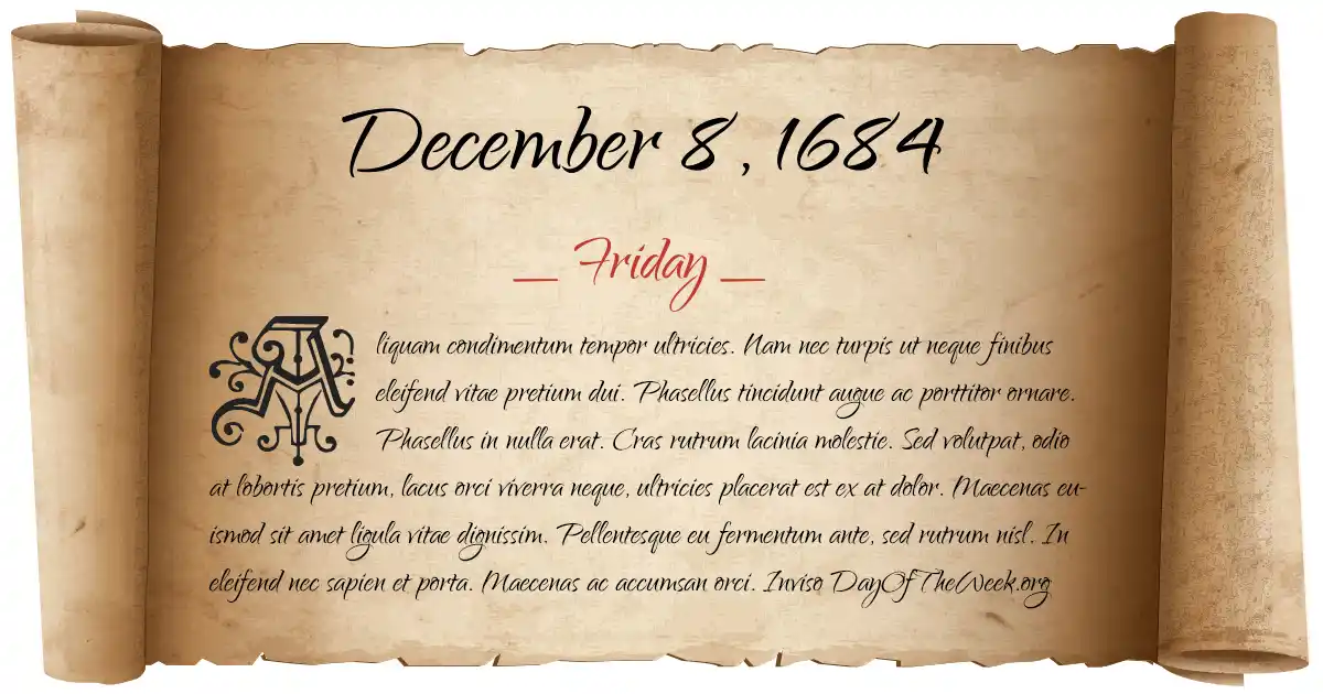 December 8, 1684 date scroll poster