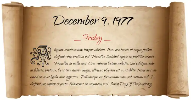 Friday December 9, 1977