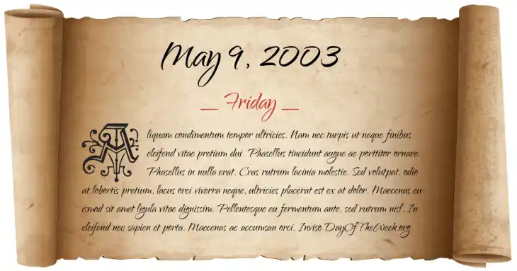 Friday May 9, 2003