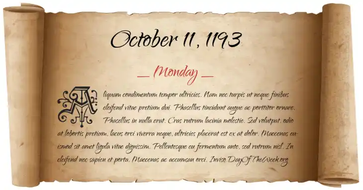 Monday October 11, 1193