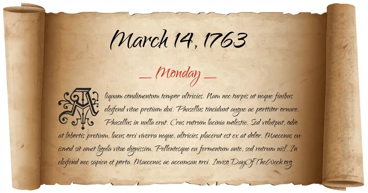 March 14, 1763 date scroll poster