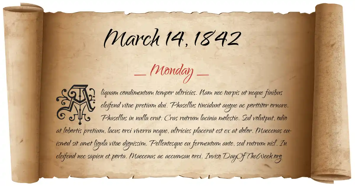 March 14, 1842 date scroll poster