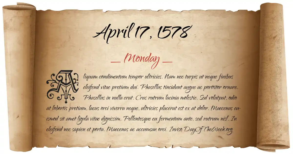 April 17, 1578 date scroll poster