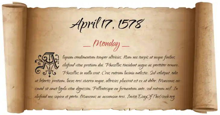 Monday April 17, 1578