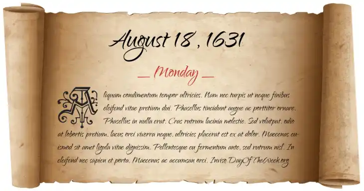 Monday August 18, 1631