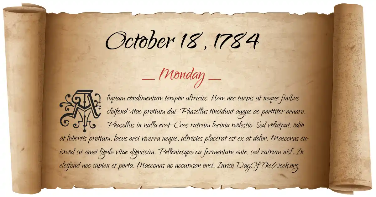 October 18, 1784 date scroll poster