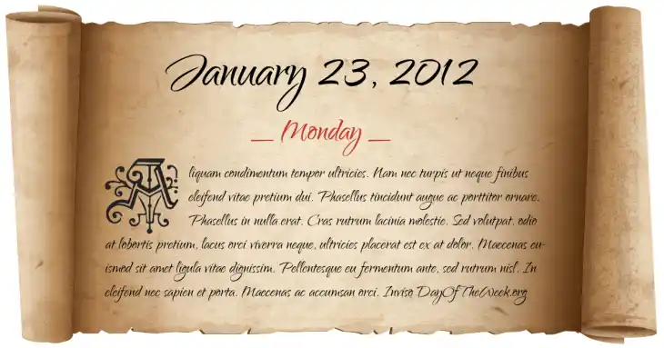 Monday January 23, 2012