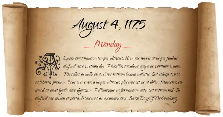 Monday August 4, 1175
