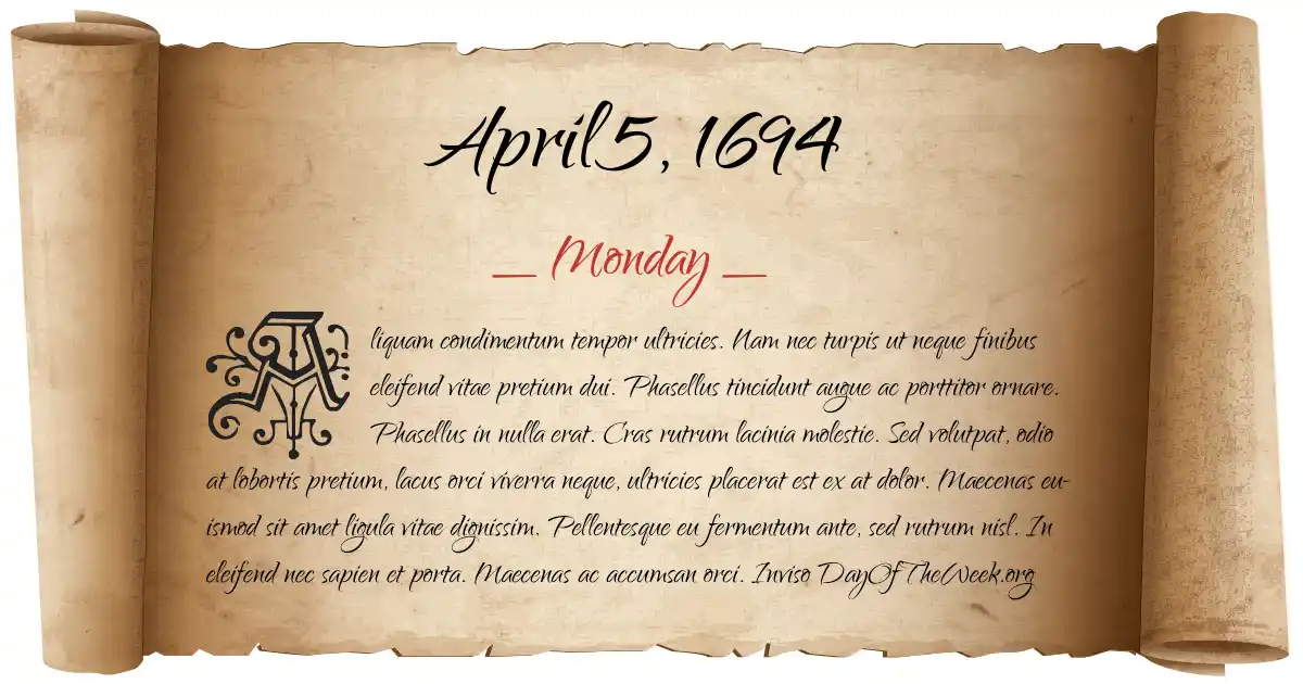 April 5, 1694 date scroll poster