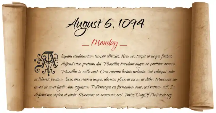Monday August 6, 1094