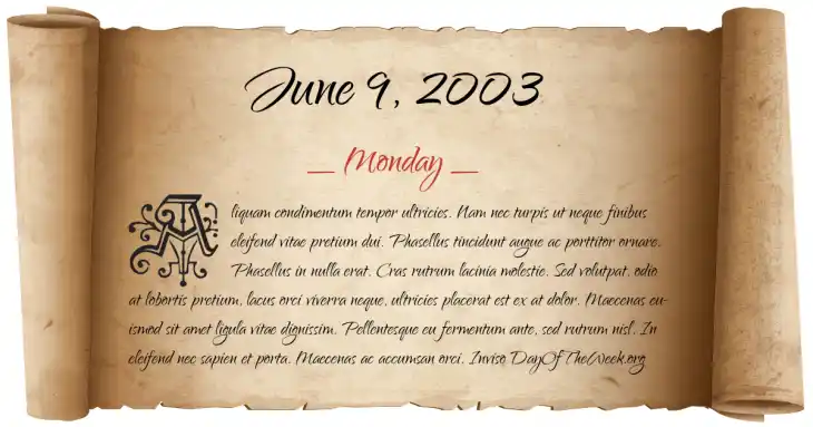 Monday June 9, 2003