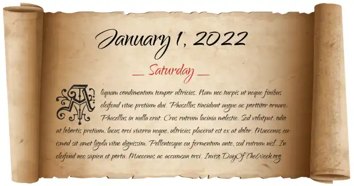Saturday January 1, 2022