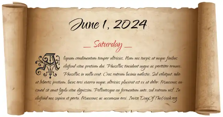 Saturday June 1, 2024