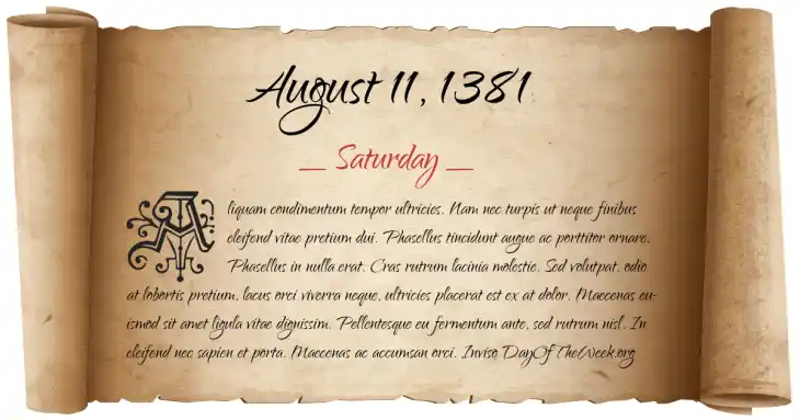 Saturday August 11, 1381