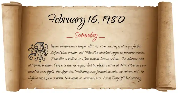 Saturday February 16, 1980