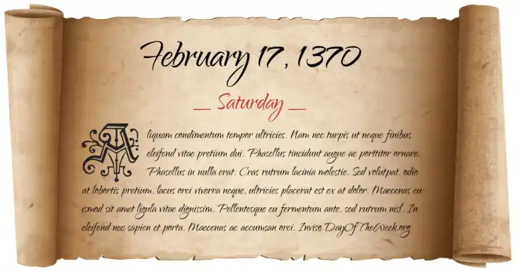 Saturday February 17, 1370