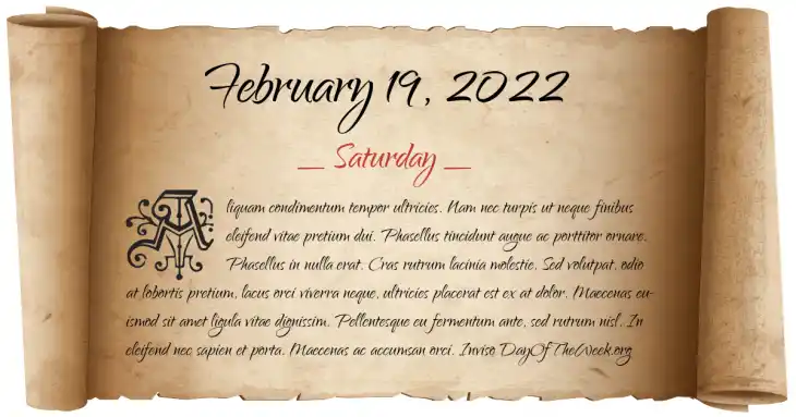 Saturday February 19, 2022