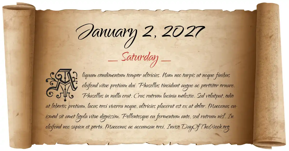 January 2, 2027 date scroll poster