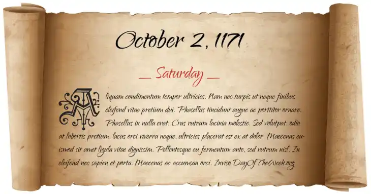 Saturday October 2, 1171