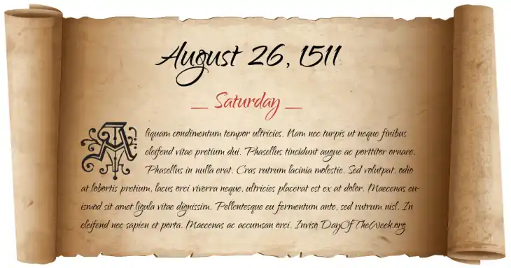Saturday August 26, 1511