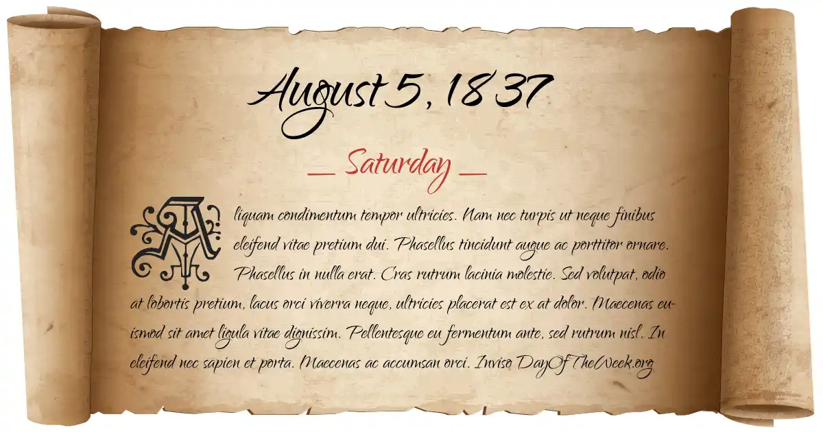 August 5, 1837 date scroll poster