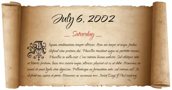 Saturday July 6, 2002