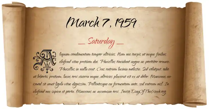 Saturday March 7, 1959